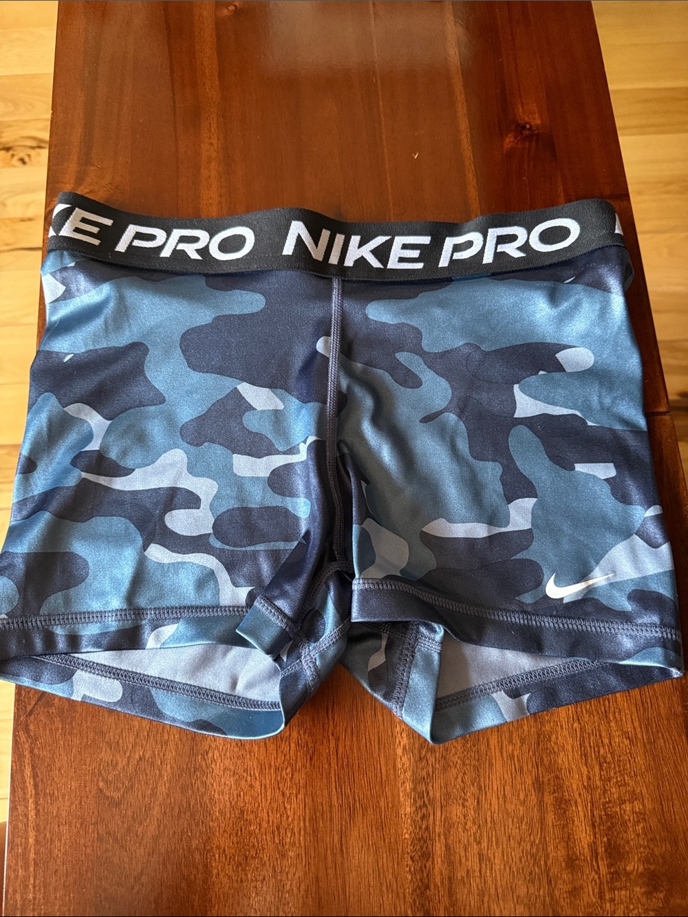 Nike Pro Blue and Gray Camo Compression Shorts